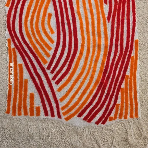 NWOT Zoe Woven Scarf with Vibrant Wool Stripes Red & Orange - Picture 9 of 16